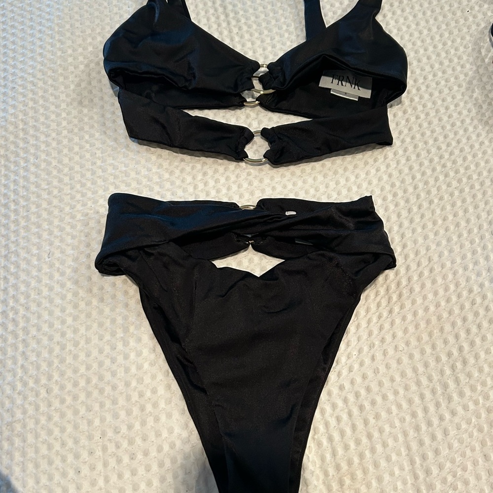 Black High-Cut Bikini with Ruched Sides